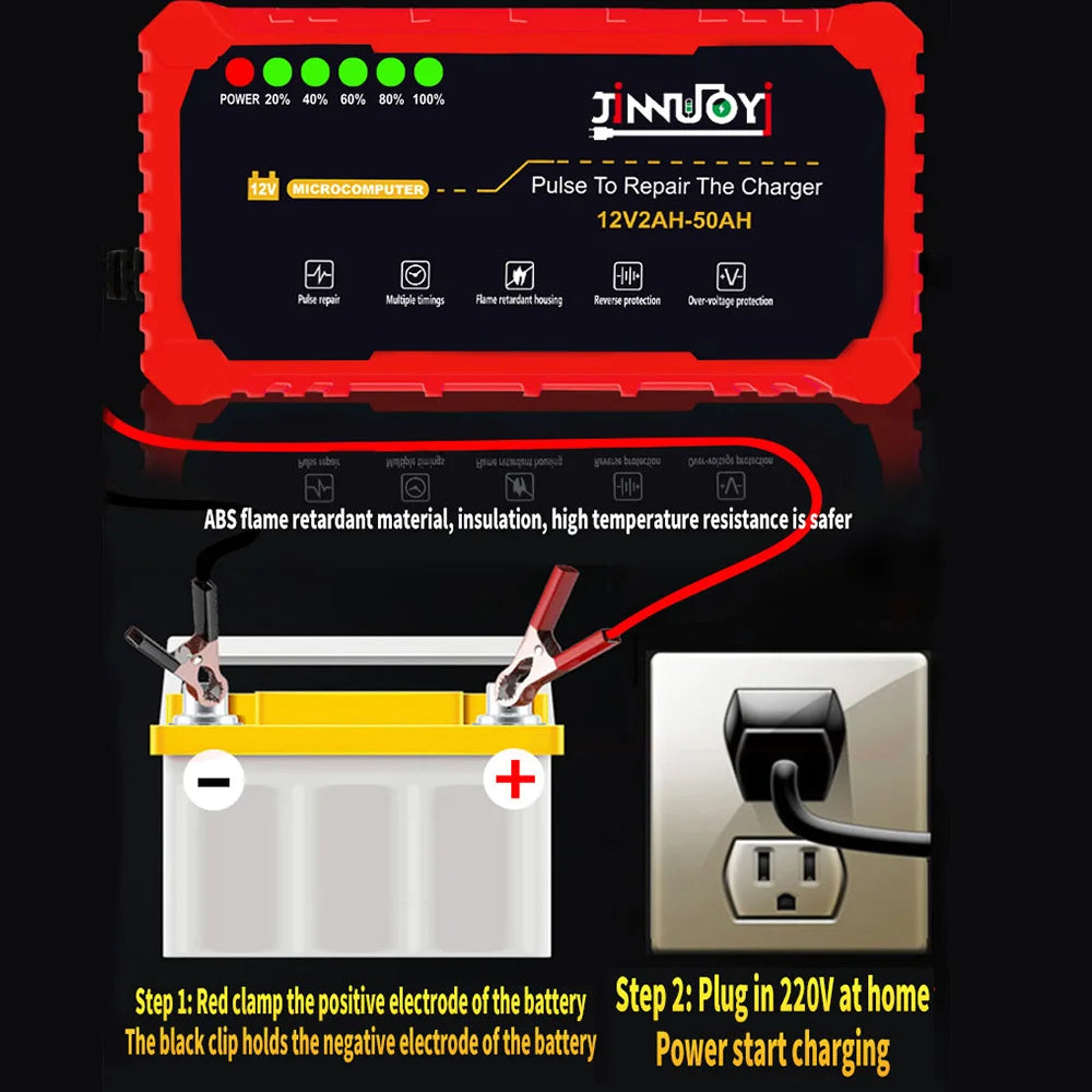 Car & Motorcycle Battery Charger – 12V Intelligent Repair