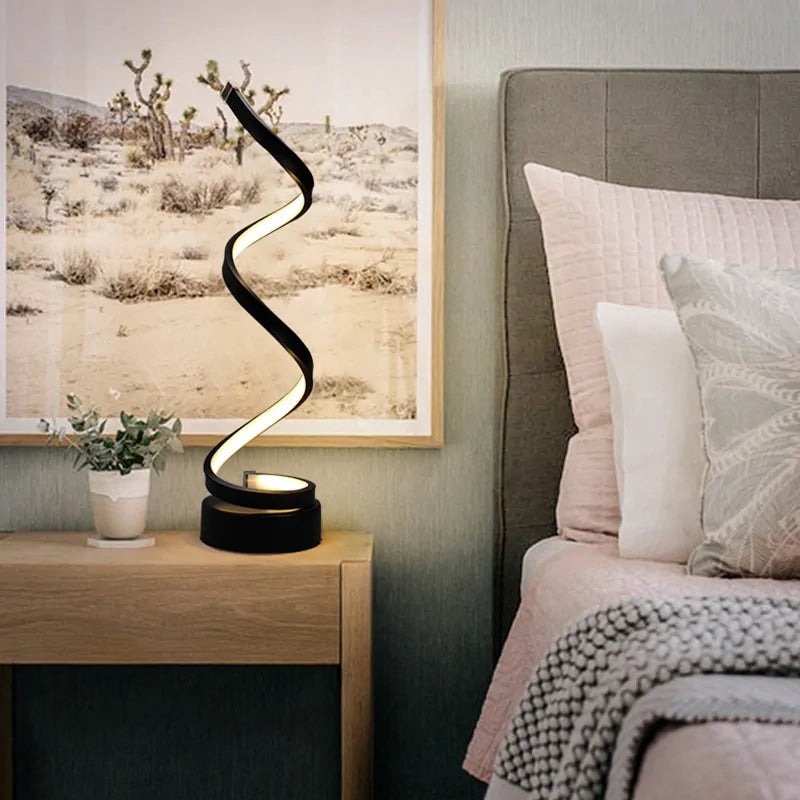 Modern Curved LED Spiral Desk Lamp – Sleek, Elegant & Functional