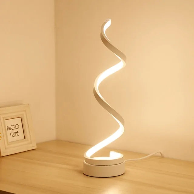 Modern Curved LED Spiral Desk Lamp – Sleek, Elegant & Functional