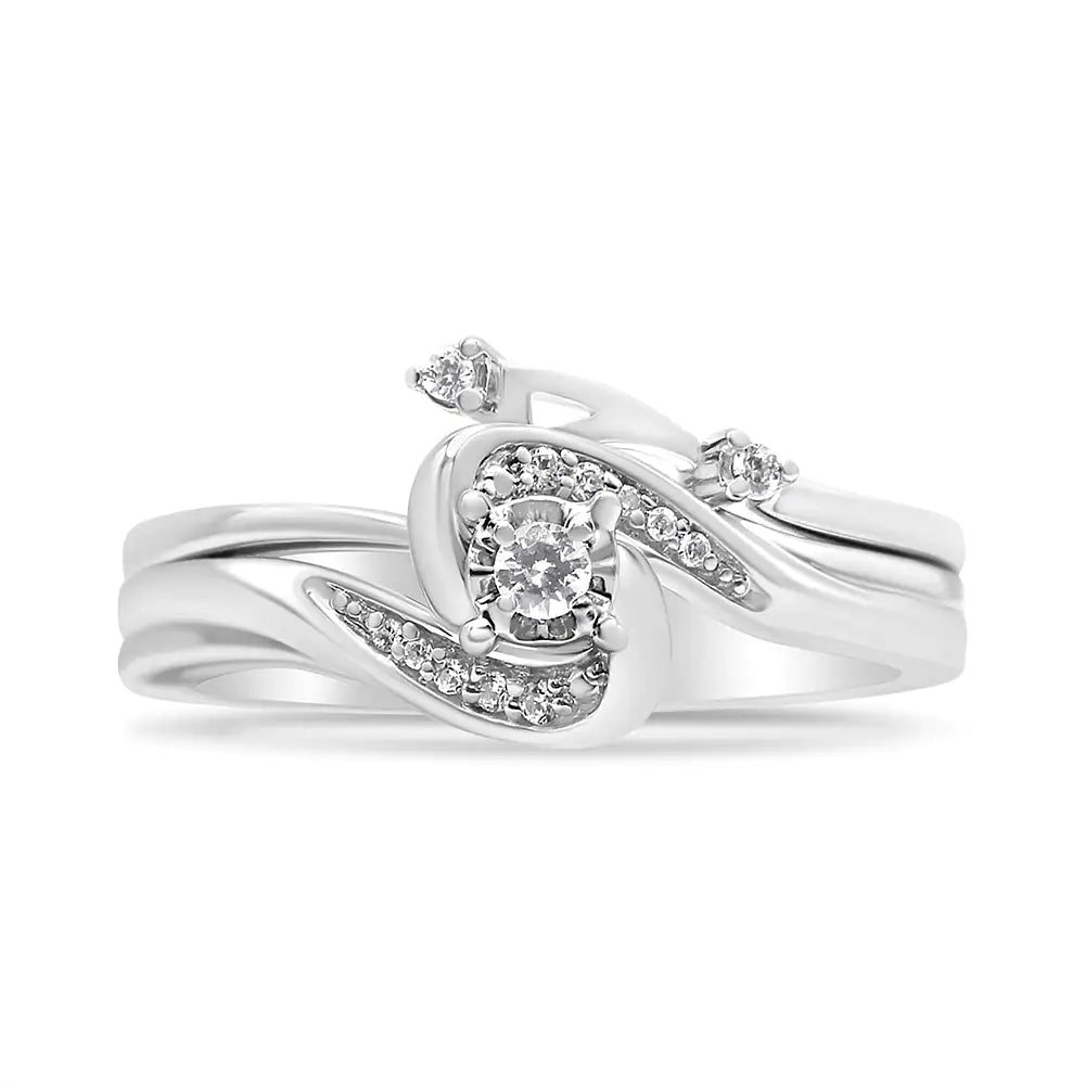 Sterling Silver Diamond Bridal Set – Elegant & Timeless