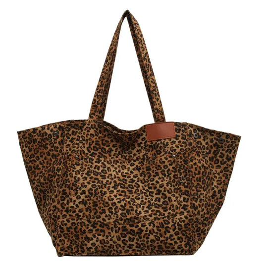 Leopard Print Canvas Tote Bag – Trendy, Spacious & Durable