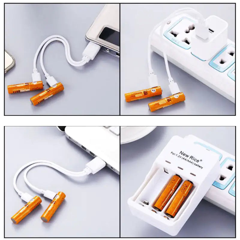 4-Pack ECO Rechargeable USB AA/AAA Batteries – Sustainable & Long-Lasting