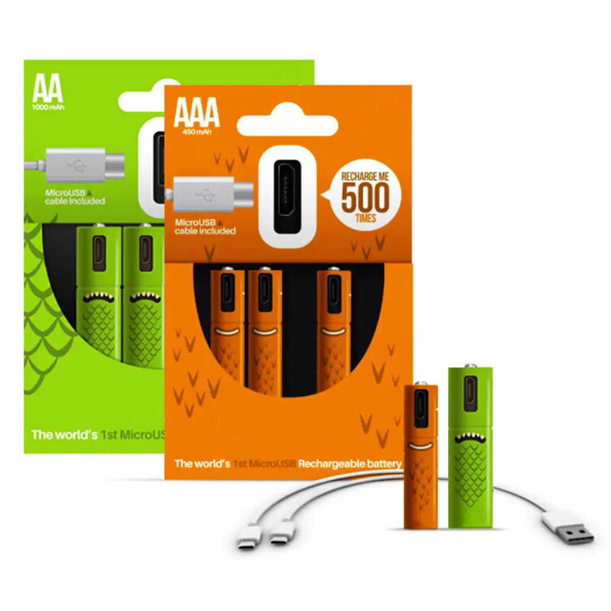 4-Pack ECO Rechargeable USB AA/AAA Batteries – Sustainable & Long-Lasting