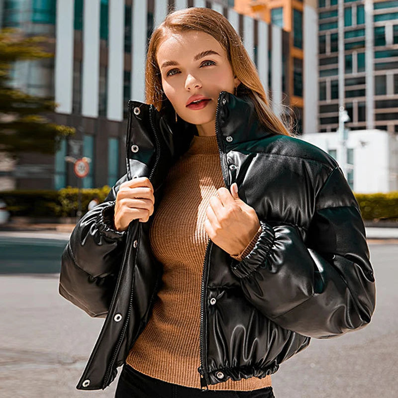 Women’s Winter PU Leather Coat – Warm, Durable & Stylish