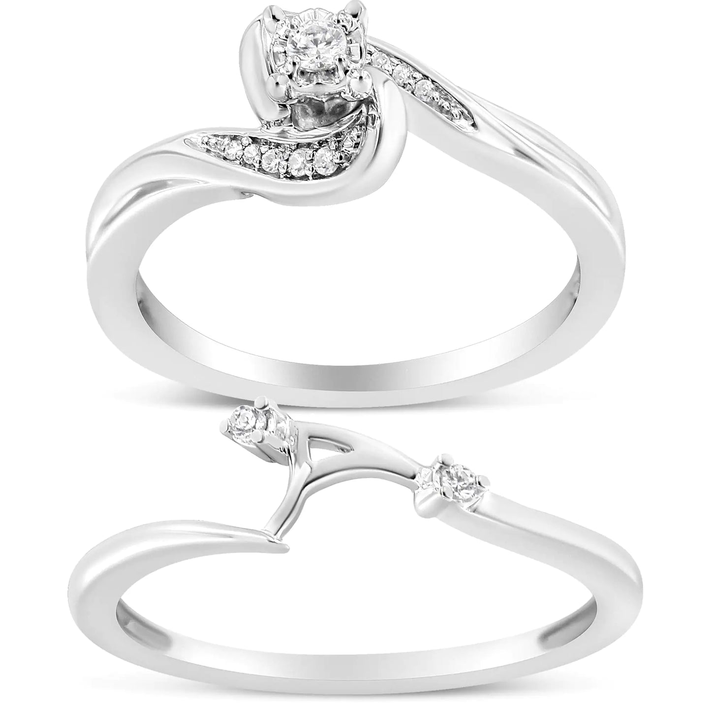 Sterling Silver Diamond Bridal Set – Elegant & Timeless