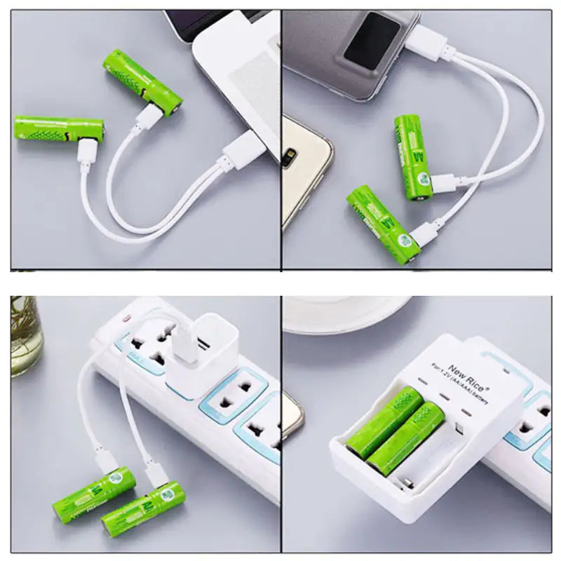 4-Pack ECO Rechargeable USB AA/AAA Batteries – Sustainable & Long-Lasting