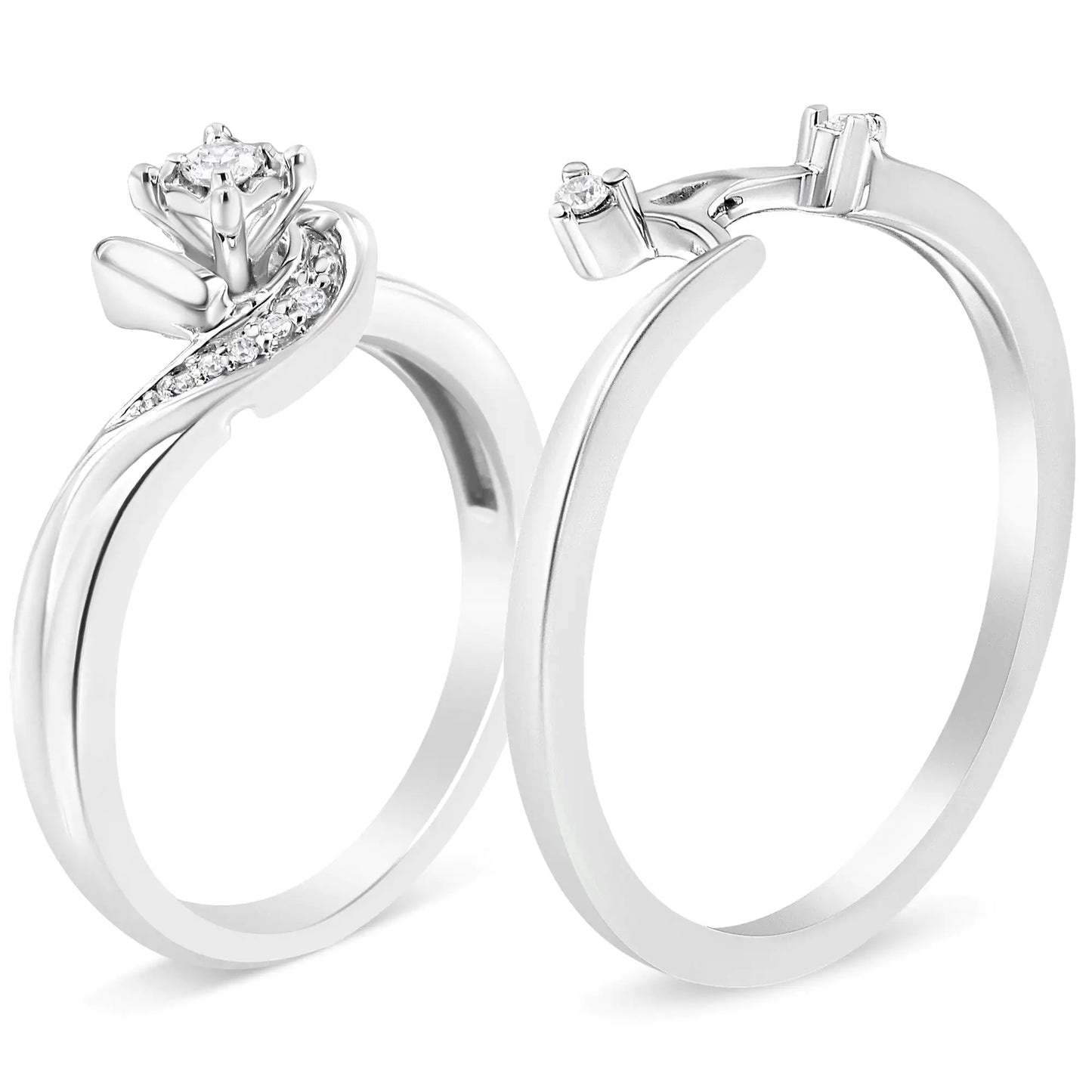 Sterling Silver Diamond Bridal Set – Elegant & Timeless